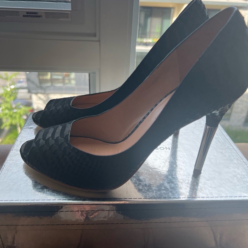 Sigerson Morrison Black Kitty Stiletto Heels with Ruched Detail